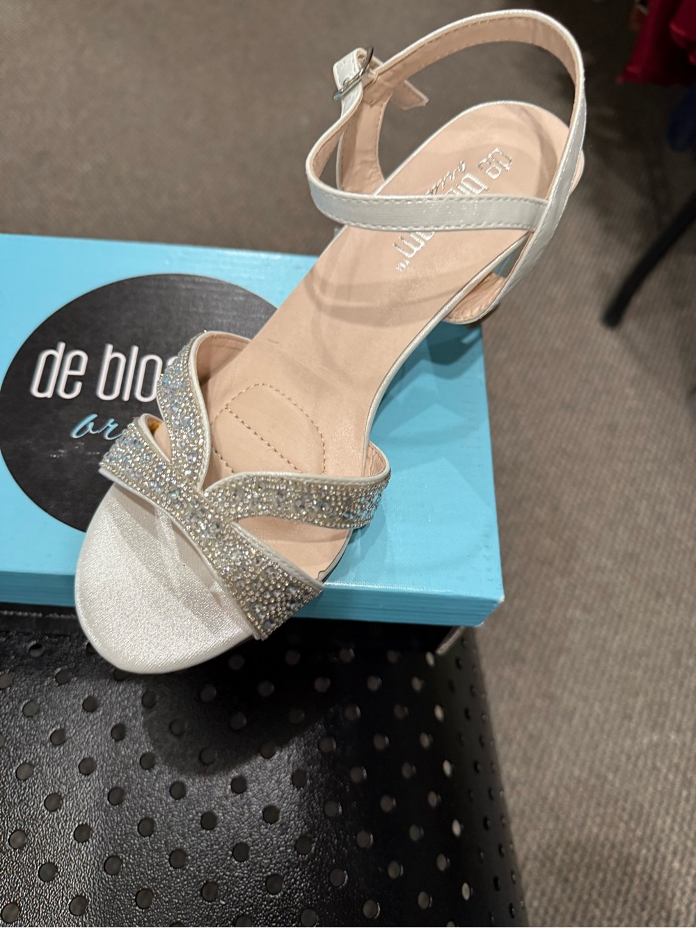 De Blossom Collection Silver Sparkle Open-Toe Ankle-Strap Heel